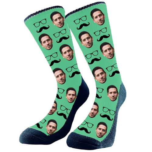 Custom Face Socks - Moustache and Glasses Father's Day Socks – Sock Bar